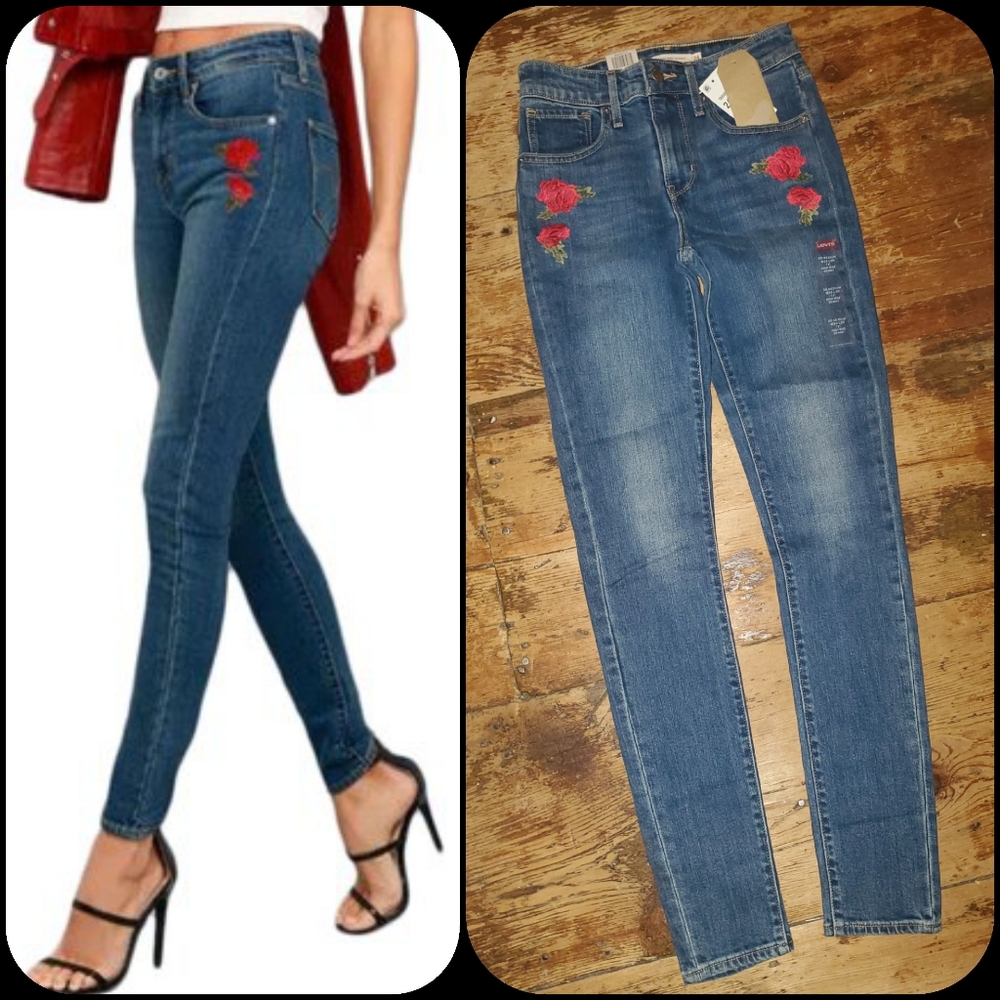 Levi's 721 High Rise Skinny Embroidered Jeans
